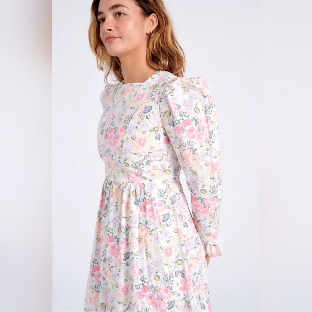 Batsheva x Laura Ashley White Floral Mini Prairie Dress Quartet NWT Size 10 - Picture 4 of 15